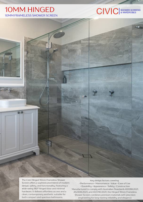 Hinged: 10mm Frameless Shower Screens
